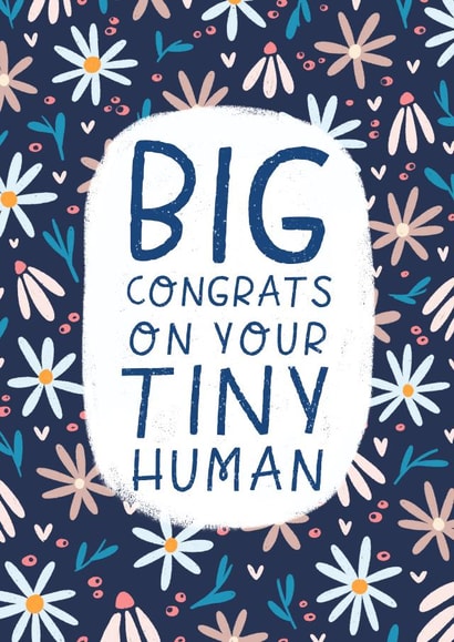 Pretty New Baby Card - Tiny Human - Floral created by Pilea Press
