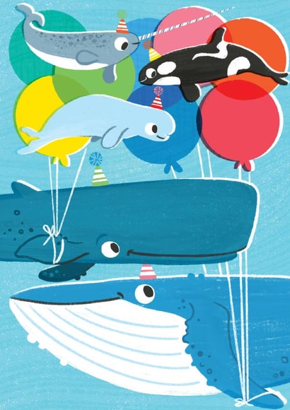 Cute Birthday Card - Whale Party created by Samantha Kay Davies Illustration