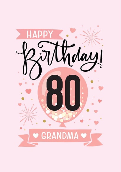 Classic Birthday Card - 80th - For Grandma created by Little Red Cherry