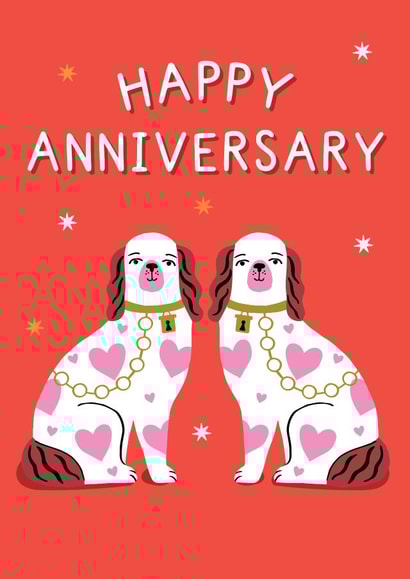 Anniversary Card - Porcelain Dogs - Happy Anniversary created by Pixie Studio
