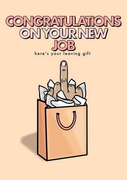 Rude New Job Card - Middle Finger Gift Bag created by fyou cards
