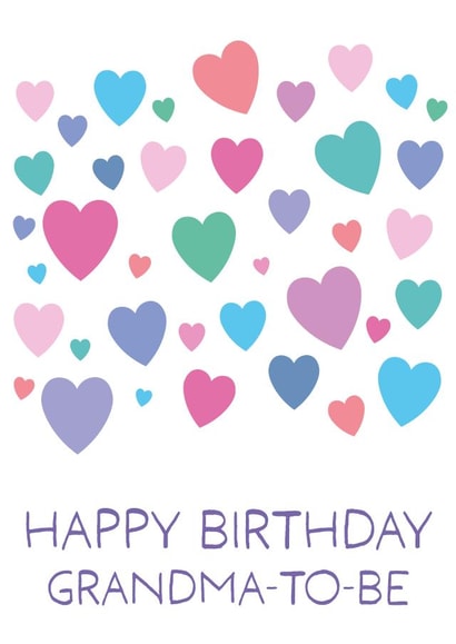 Cute Birthday Card - Grandma To Be - Colourful Hearts created by size3art