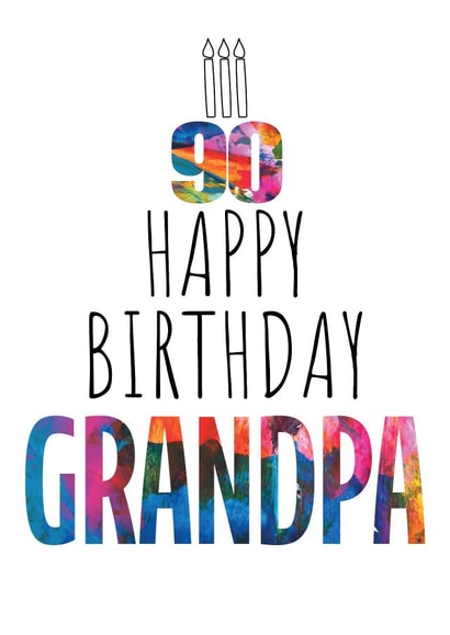 90th Birthday Card For Grandpa - Birthday Cake - Abstract Art created by size3art