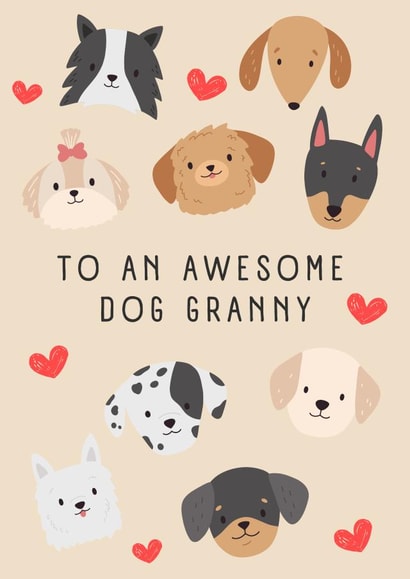 Cute Birthday Card For Granny - Dogs - Awesome Dog Granny created by Ink Icons