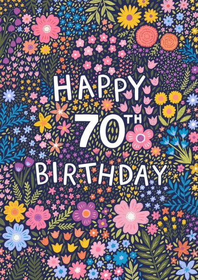 Pretty Birthday Card - Floral 70th created by Pear Tree Press