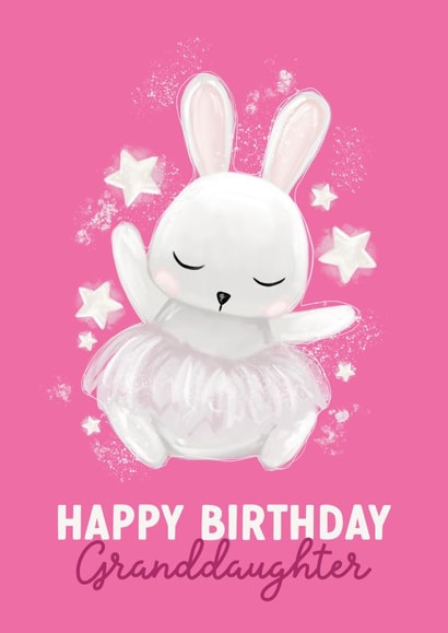 Cute Birthday Card for Granddaughter - Dancing Ballet Bunny created by Wiggle and Wonder