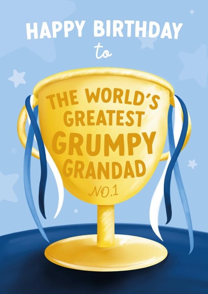 Funny Birthday Card for a Grumpy Grandad - Trophy - World's Greatest created by Wiggle and Wonder