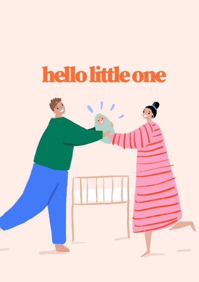 Cute New Baby card - Hello Little One created by Martha Ratcliff Illustration