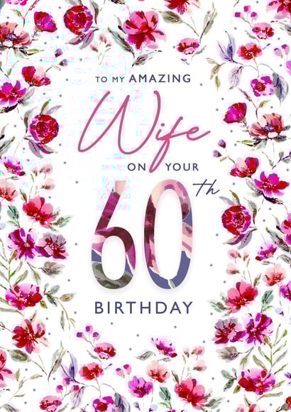 Classic Wife birthday card - painted floral border created by Rebecca Prinn