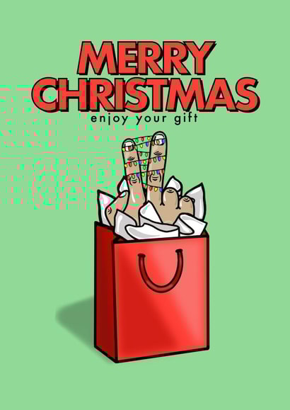 Christmas/Holidays Gift Bag - Rude - Middle Finger - Cheeky swearing created by fyou cards