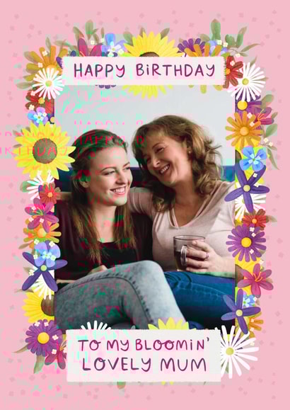 Classic pretty floral photo card for mums special birthday created by Sydney Jo Designs