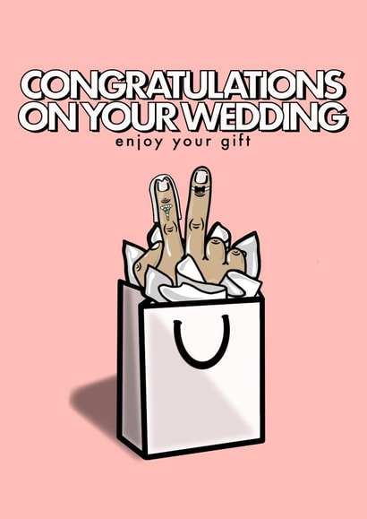 Rude - Wedding Card - V Fingers - Bride and Groom created by fyou cards