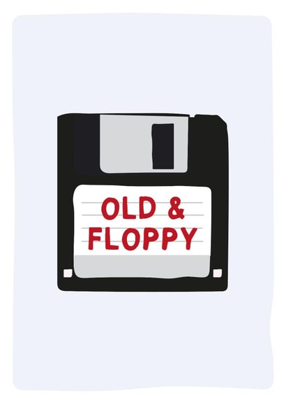 Funny Birthday Card - 'Old and Floppy' Floppy Disc created by Gem Draws Stuff