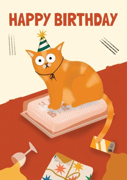 Funny Birthday Card - Naughty Cat Scene created by AbiGoLucky