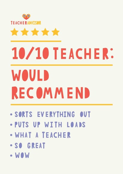Review style card for your teacher created by HGH ILLUSTRATIONS