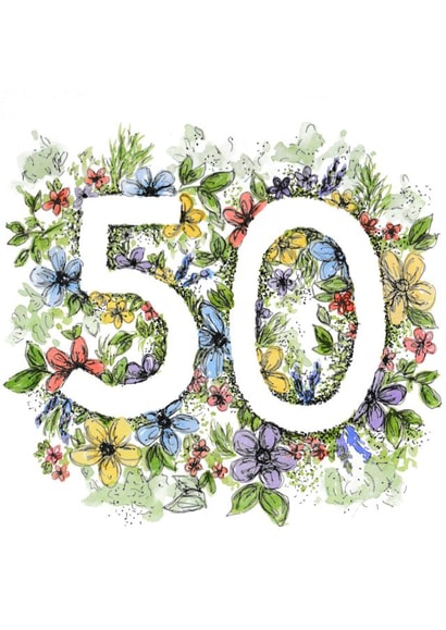 50th Floral Birthday Card, Anniversary Card created by Erin Marie Scott