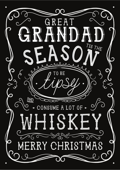 Fun Christmas Card - Great Grandad - Jack Daniels Whiskey created by  la la la     Designs