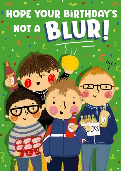 Funny Birthday Card - Blur - Indie Rock Band created by NICHOLA COWDERY ILLUSTRATIONS 
