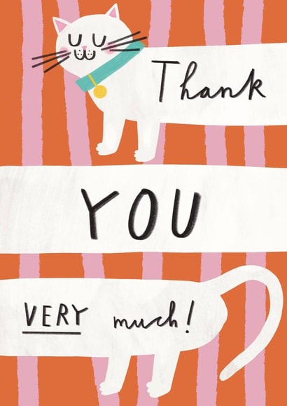 Cute Thank You Cat Card - Thank You Very Much! created by Alice Mole Illustration