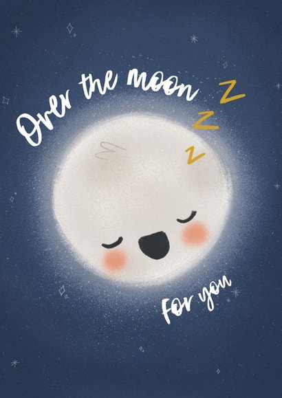 Charming New Baby Card – Celebrating Happiness – Over the Moon for You created by @oubergine