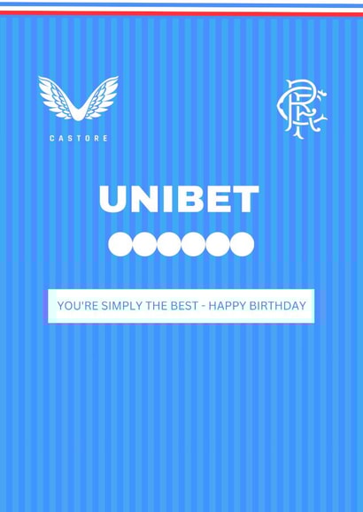Rangers Fan - Birthday Card - 2023/24 Home Football Strip created by DesignedbyMC