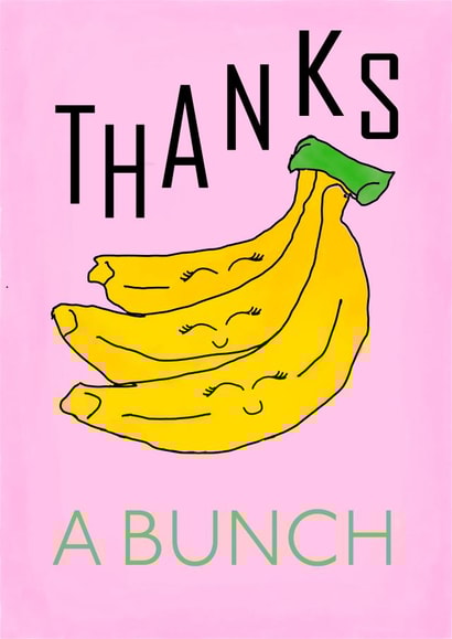 Cute Thank You Card - Smiling Bananas - Thanks a bunch created by WimCards