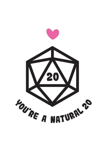 Cute Anniversary Card - Dungeons and Dragons - Natural 20 created by Lynsey Luu