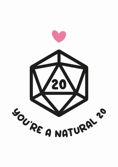 Cute Anniversary Card - Dungeons and Dragons - Natural 20 created by Lynsey Luu