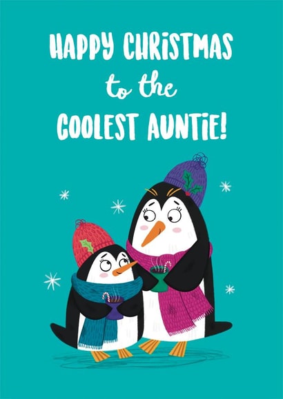 Cute Christmas Card - Coolest Auntie created by Hannah Jayne Lewin