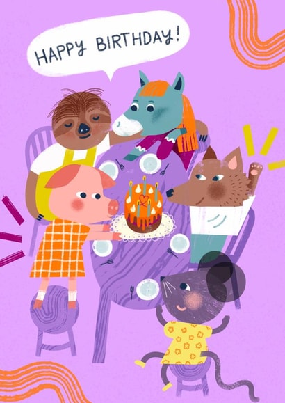 Party Animas – Cute birthday card for children and toddlers created by Alissa Thaler