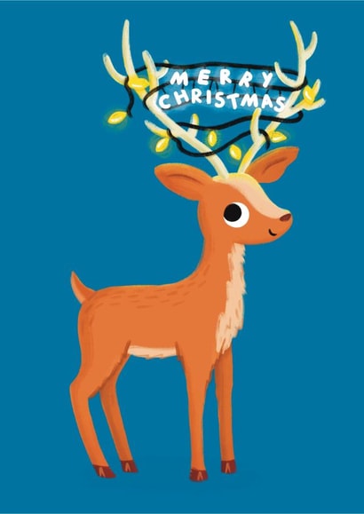 Cute Christmas card - Reindeer Lights created by Sophie Kent Illustration