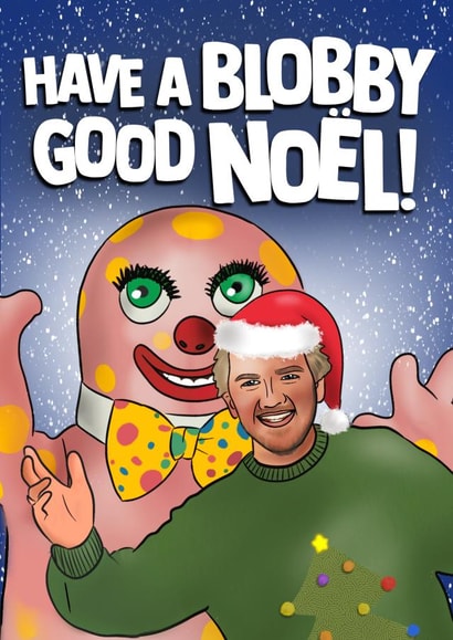 Funny Nostaglic Christmas Card - Blobby and Noel - Have a Blobby Good Noel created by I Draw Stuff