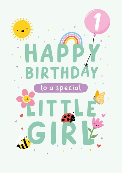 Cute 1st Birthday Card - Little Girl created by Macie Dot Doodles