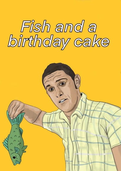Funny Birthday Card - For Him - Fish And A Rice Cake created by C.W ILLUSTRATIONS