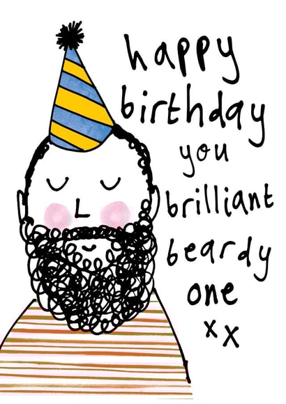 Cute Birthday Card for Bearded Man - Brilliant Beardy One created by Bow & Bell