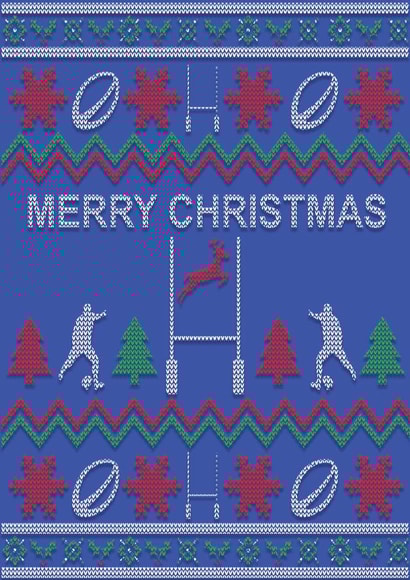 Rugby Christmas Card for Rugby Lovers - Knitted Pattern - Merry Christmas created by The Tackle Box