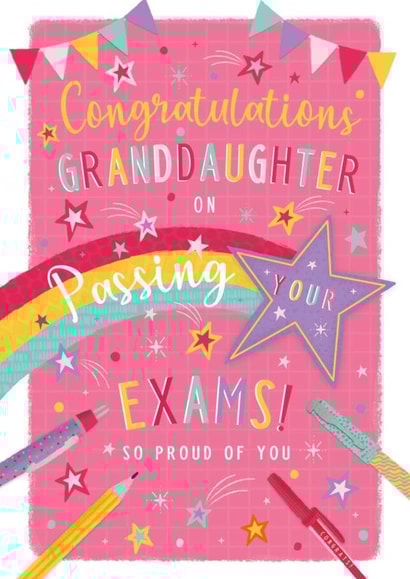 Traditional Congratulations Card - Granddaughter - Passing Your Exams created by IC&G