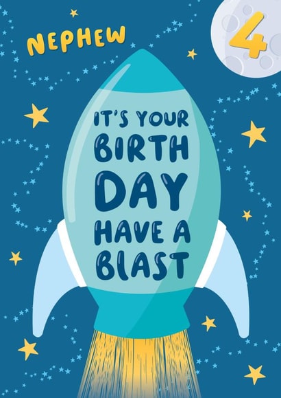4th Birthday Card for Nephew - Rocket Have a Blast created by Macie Dot Doodles