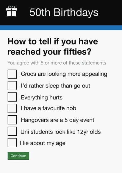 Funny 50th Birthday Card | Cheeky Questions created by Pottsy Prints