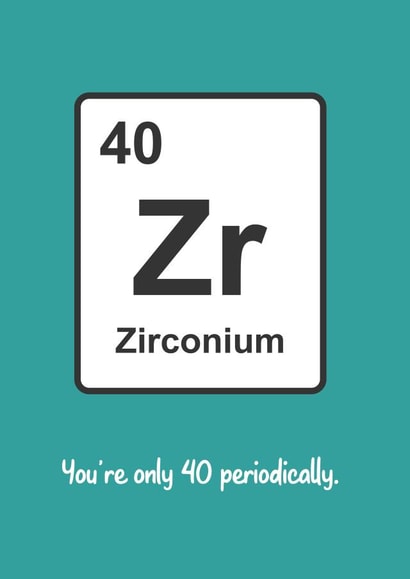 Geeky 40th Periodic Table Element Birthday Card created by Matt Facer
