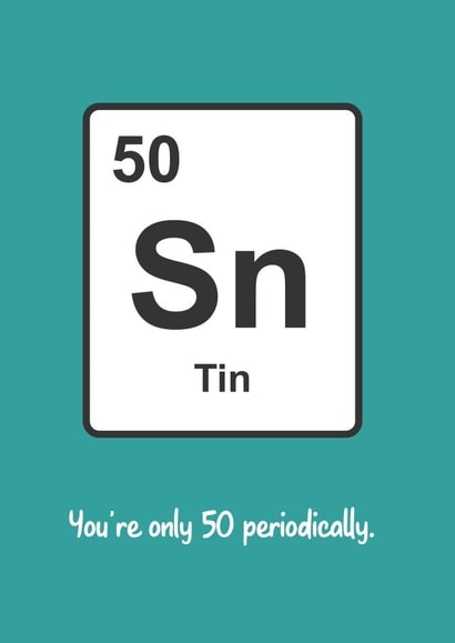 Geeky 50th Periodic Table Element Birthday Card Tin Great for Scientists created by Matt Facer