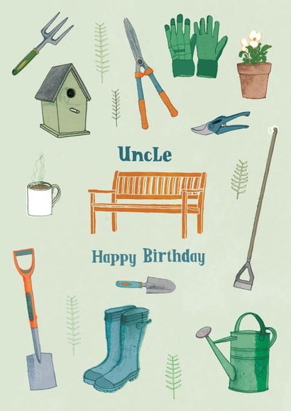 Pretty Birthday Card - Uncle - Gardening Tools created by Pencilface