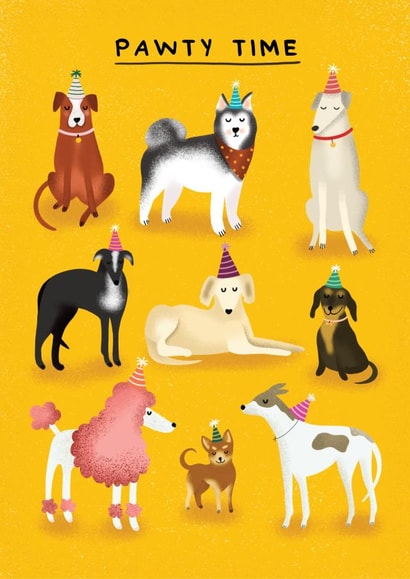 Cute Birthday Card - Dogs - Pawty Time created by AbiGoLucky