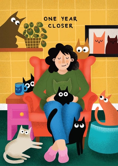 Funny Birthday Card - Crazy Cat Lady created by AbiGoLucky