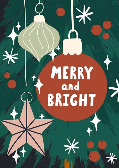 Pretty Christmas Card - Merry and Bright created by KikiDoodles