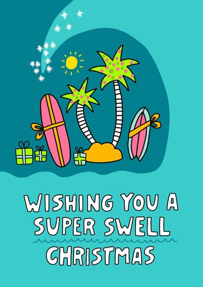 Wishing You A Super Swell Christmas - Surfing Christmas Card created by Angela Chick