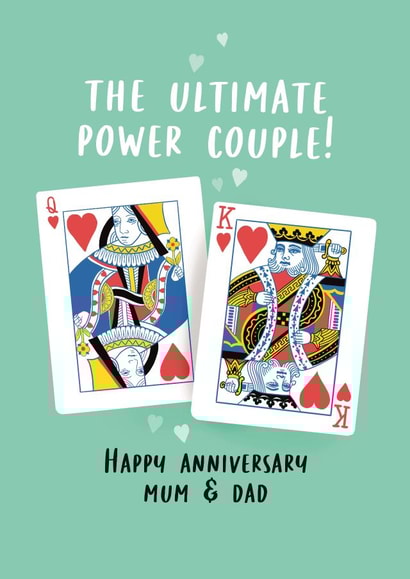 Cute Anniversary Card for Mum & Dad - Playing Cards - Ultimate power couple created by Lucy Marie Design