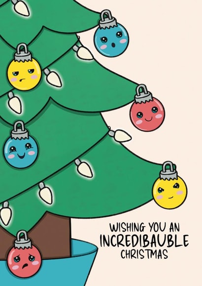 Cute Christmas Card - Bauble Pun created by @Cupsie's Creations
