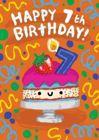 Cute Birthday Card - 7th - Cake created by The Playful Indian