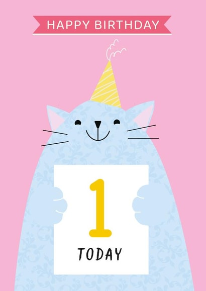 Cute Birthday Card - 1st - Cats created by Paper Heart Designs